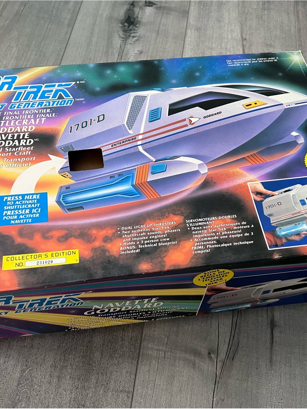 Vintage Star Trek The Next Generation Shuttlecraft toy with lights and sound